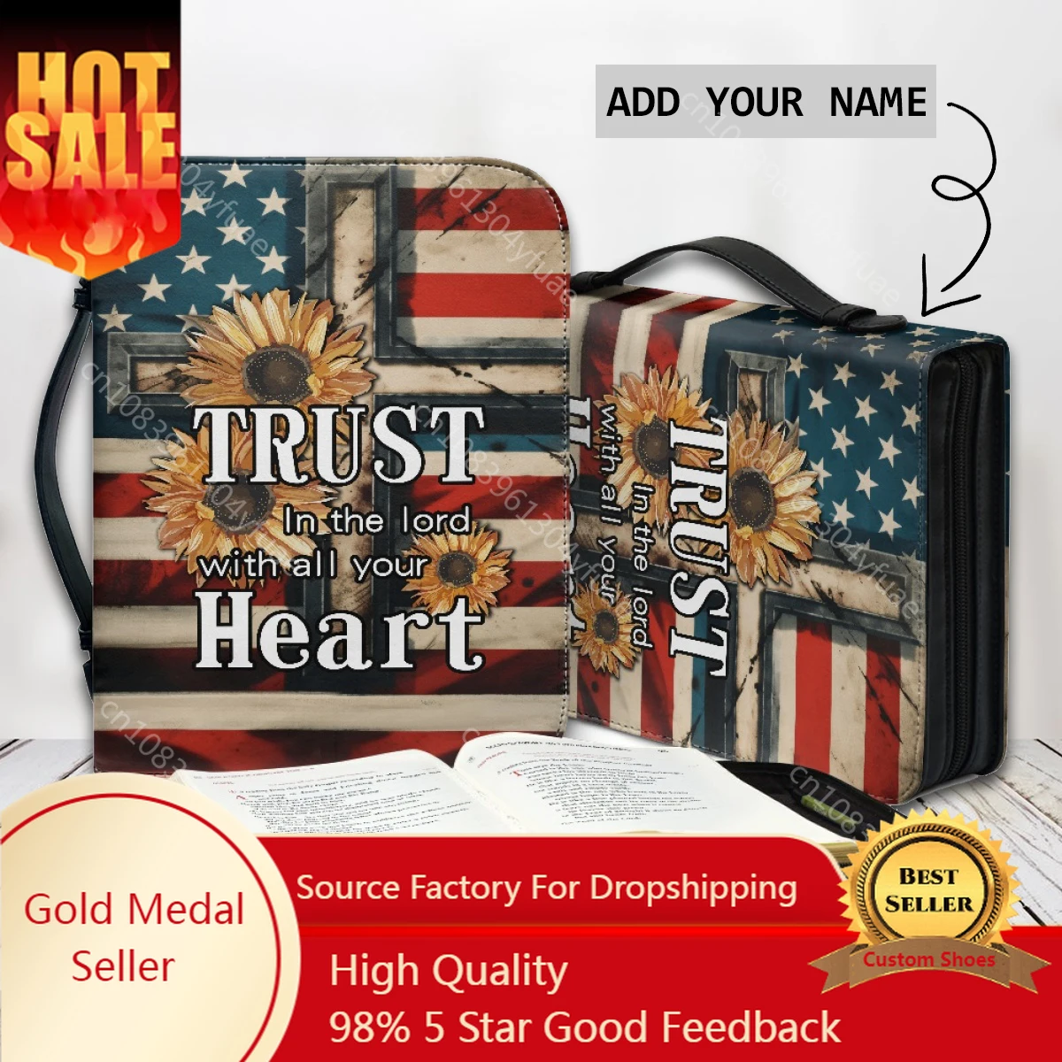 

Trust In The Lord With All Your Heart Bible Bag Handbags Church Gift Christian Book Protective Cover Large Capacity Leather Bags