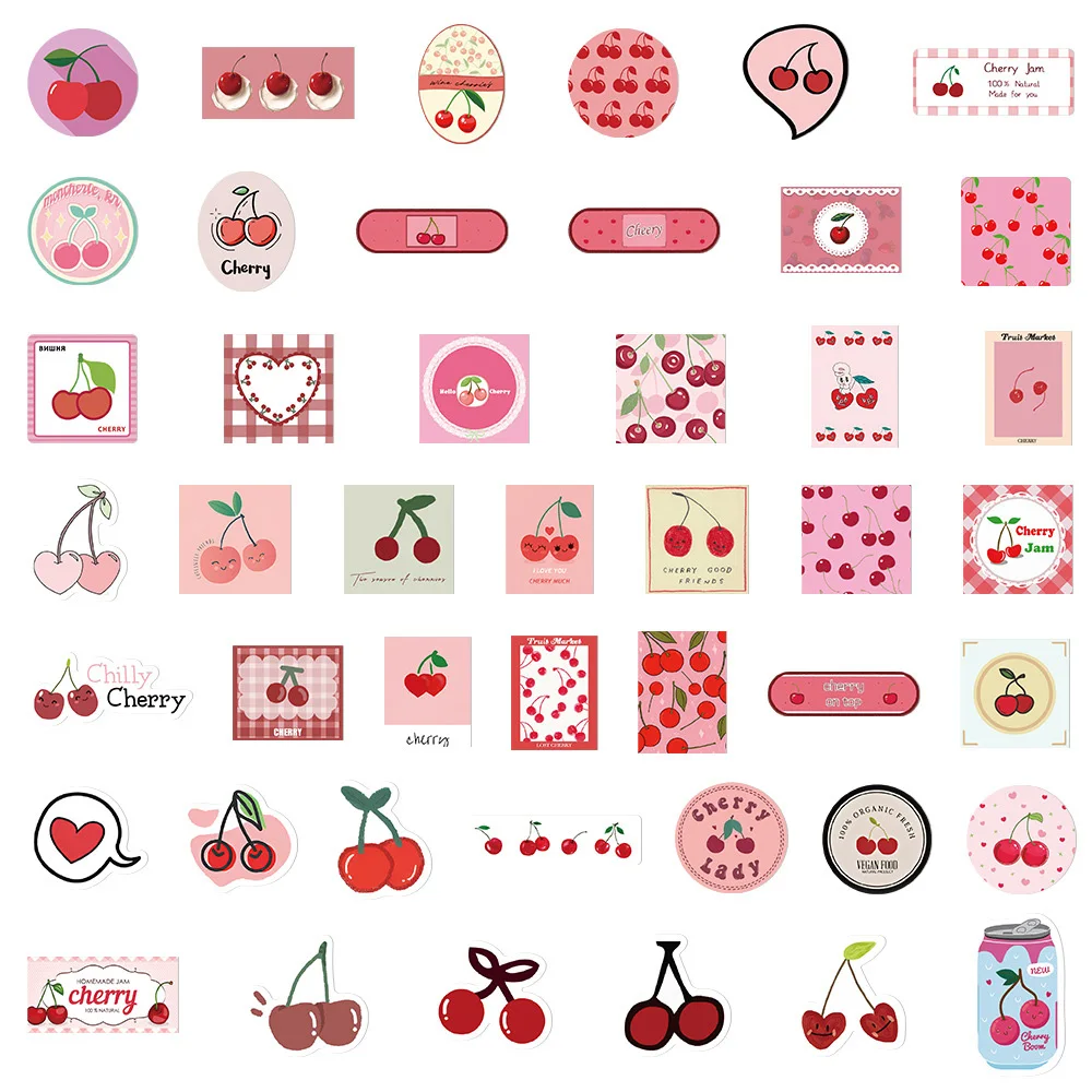 10/30/60/90PCS Pink Girl Heart Wine Heart Cherry Cartoon Stickers DIY Fridge Laptop Luggage Skateboard Graffiti Joke Sticker