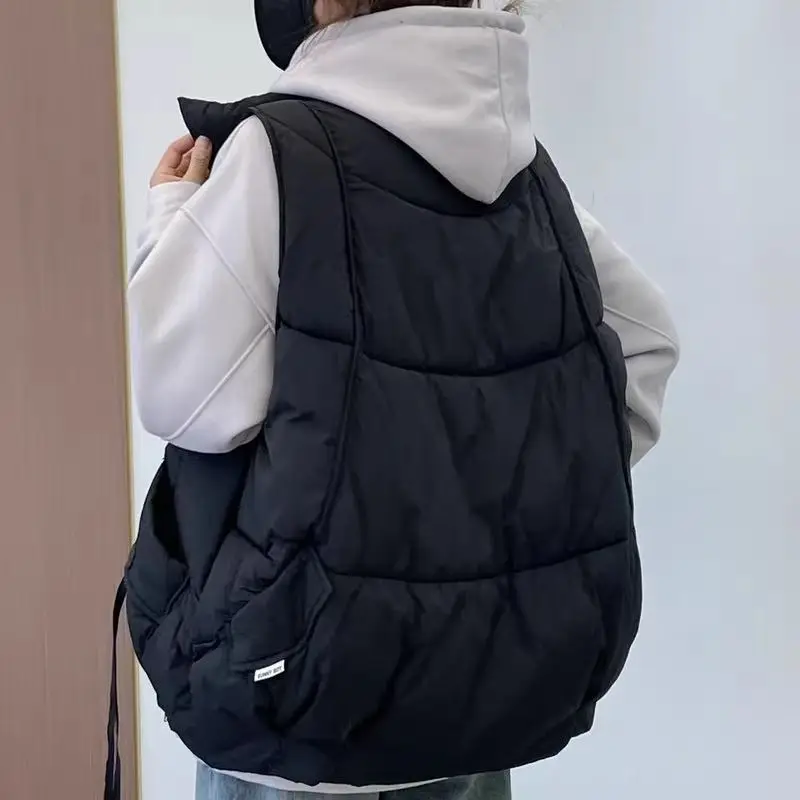 Autumn Winter 2025 New Down Cotton Vest Jacket Women's Fashion Loose Thicken Warm Short Waistcoat Coat Female Casual Ladies Tops
