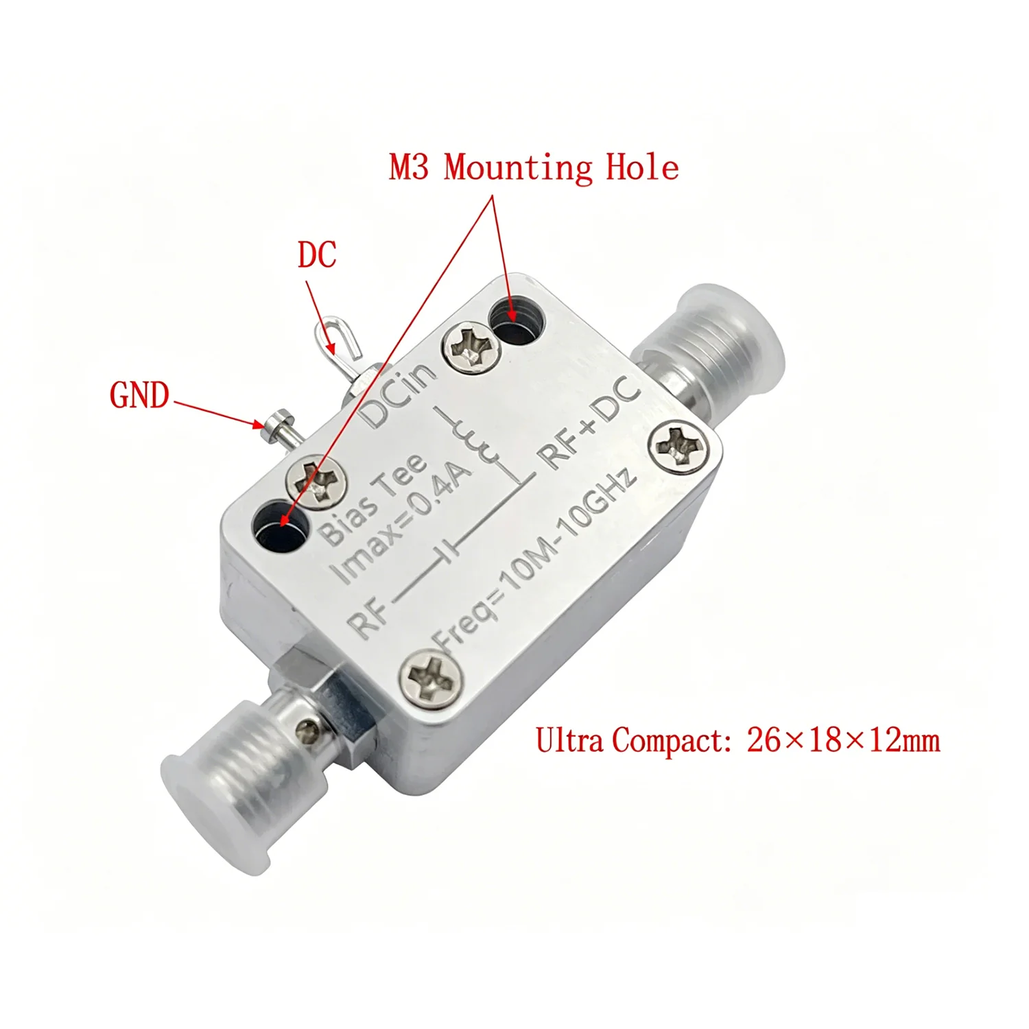 10MHz-10GHz Bias Tee DC Block RF Feed Biaser Coaxial BiasTee For HAM Radio Amplifier SDR Antenna Spectrum Analyzer Signal Source