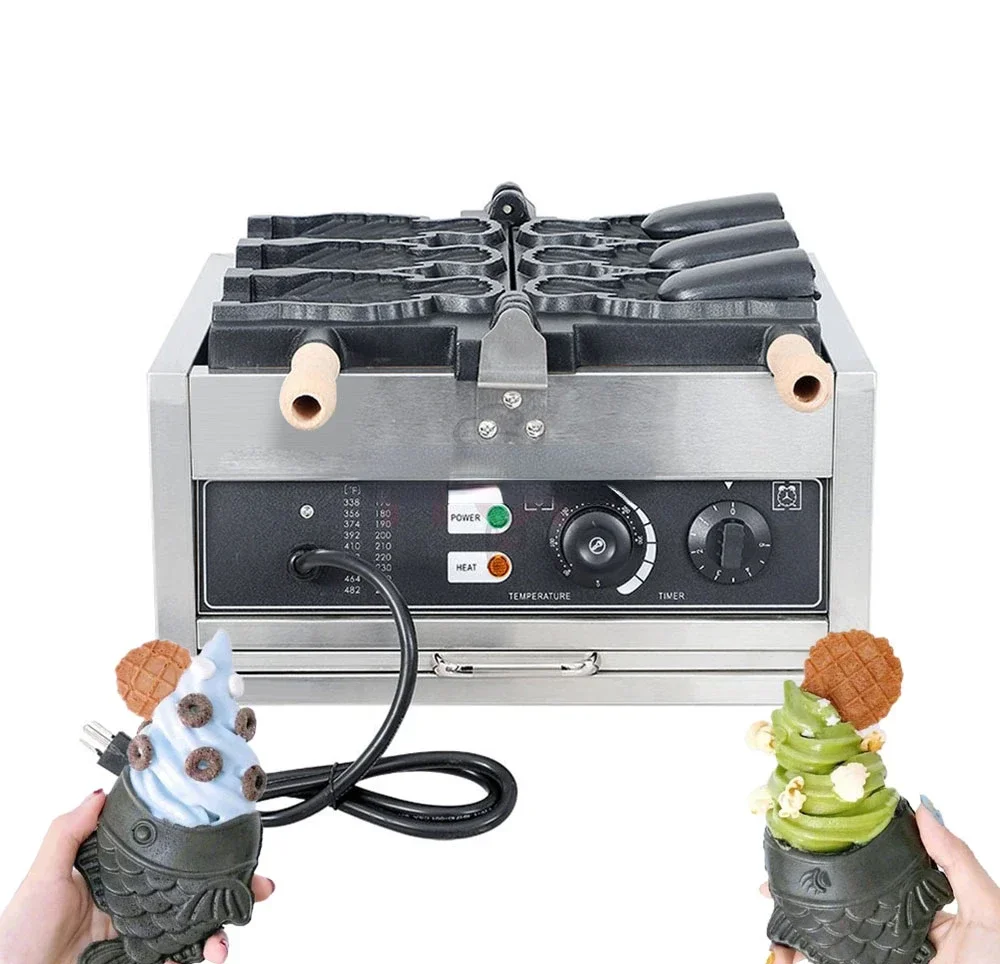 Japanese Taiyaki Machine Electric Ice Cream -Taiyaki Baker Fish Shaped Waffle Iron Ice Cream Cone Taiyaki Waffle Maker