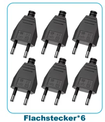 6pc EU European 2 Pin Male Plug AC Electric Power Socket Adapter no Screwdriver 110V~250V Rewireable Extension Cord Connector