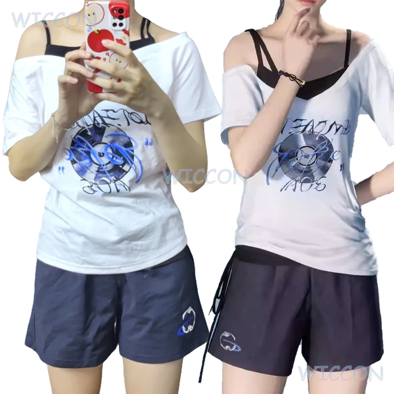 

Love And DeepSpace Player Mc Outfit Art of Leisure Protagonist Costume Game Cosplay Dating Top Shirt Shorts Couple Clothes wig