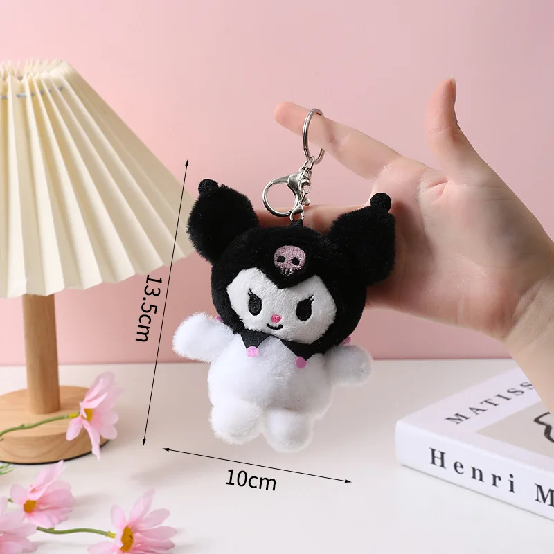 13.5 ซม.Kuromi Melody Plush กระเป๋ากระเป๋าเป้สะพายหลังจี้พวงกุญแจ Charm ของขวัญวันเกิด