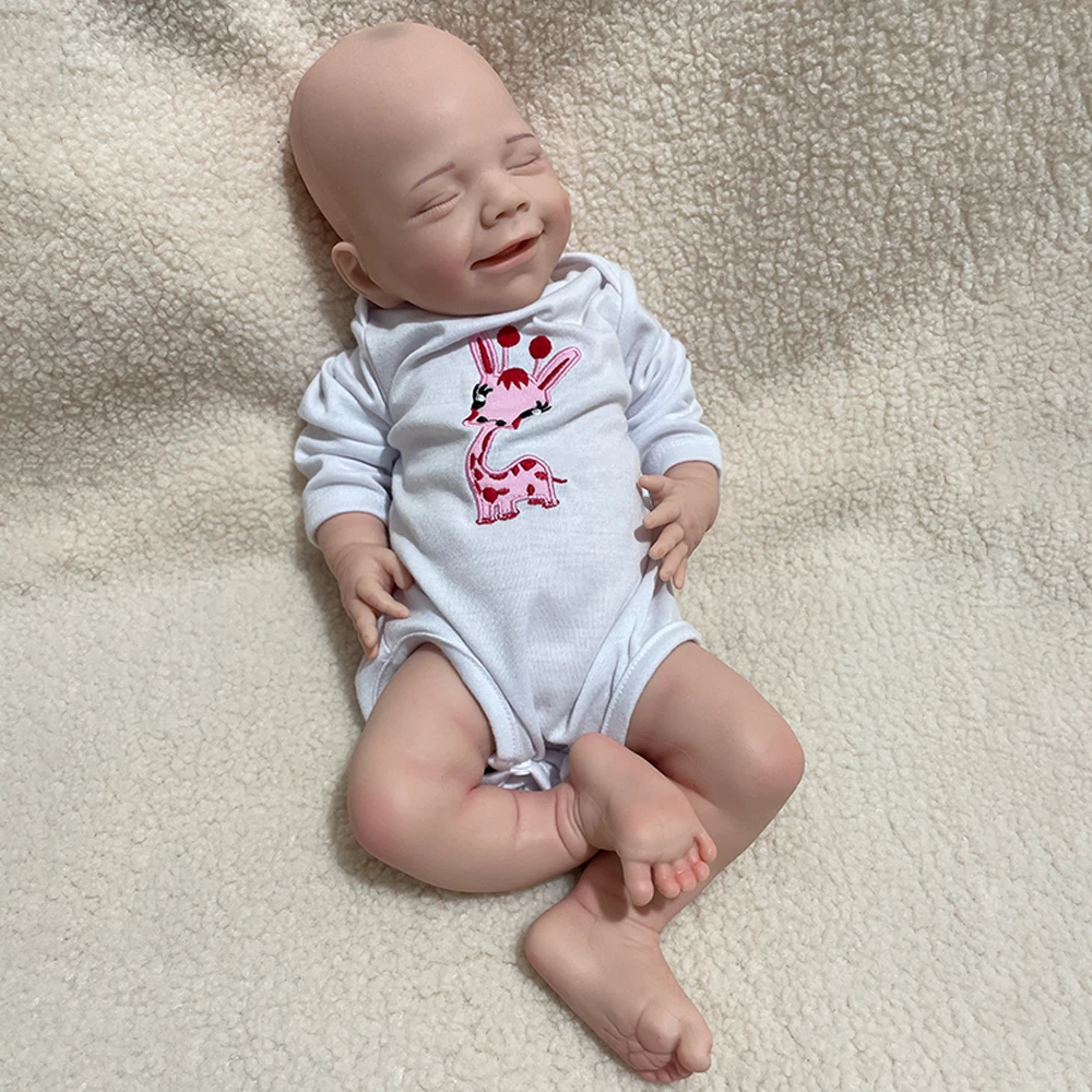 18" 100% Full Body Silicone Reborn Doll Handmade Flexible Newborn Baby Girl Soft Touch Xmas Gift Collectibles Anti-Stress