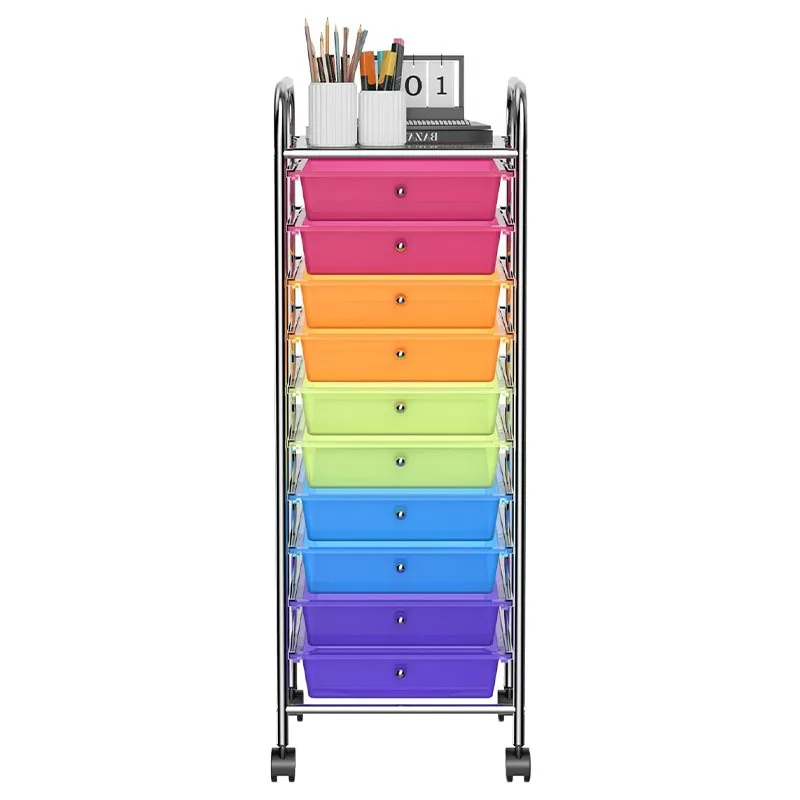 Mobile Storage Cart with Drawers, Large Capacity Wheeled Organizer for Home Snacks and Office Documents