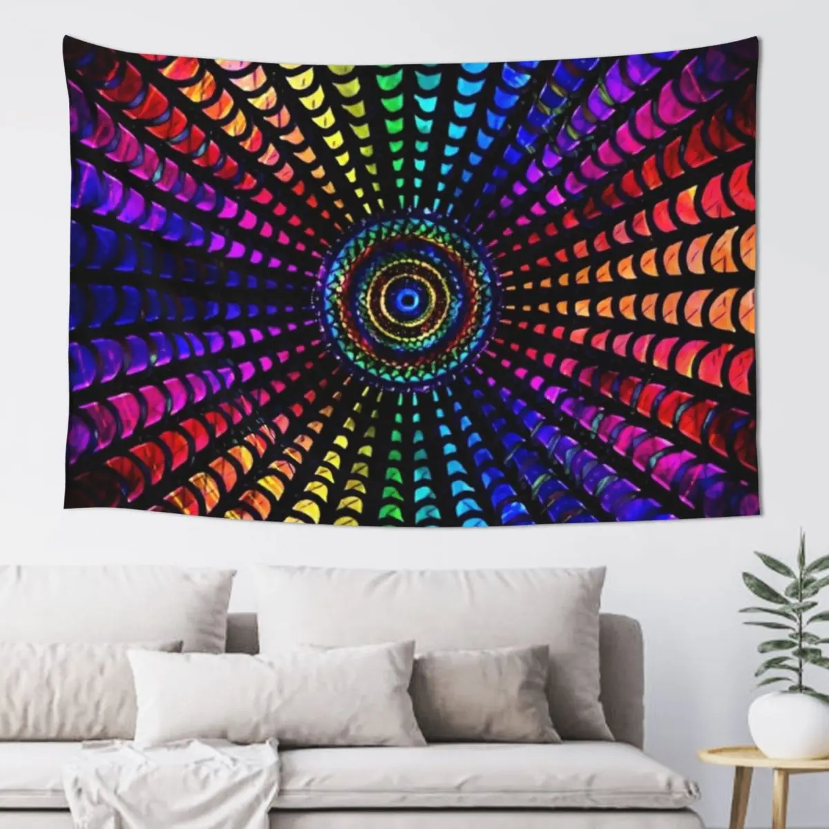 Hypnotic Rainbow Tunnel Tapestry Funny Wallpaper Bedroom Tapestry