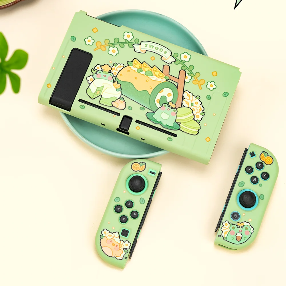 Protetora Soft Shell para Nintendo Switch Controller, Dockable Cover Case, Kawaii Sapo Bonito, Verde, Joy-Con Controller