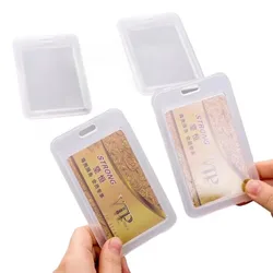 2pcs/set Transparent Badge Holder Pass Access Bus Work Card Holder Case Bank Credit Card Protector Cover ID Tag Badge Sleeve