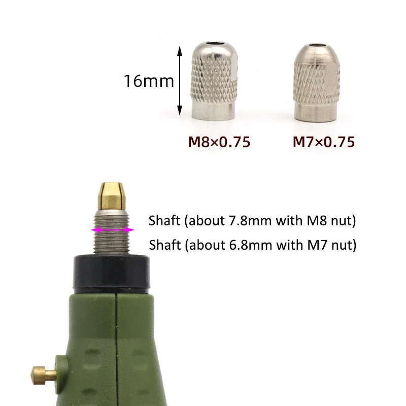 2 шт., 1,0-3,2 мм, мини-сверлильный патрон, быстрый M7/M8*0,75 мм, сменная гайка, бесключевое сверло, держатель адаптера, зажим, крепежное устройство, инструменты