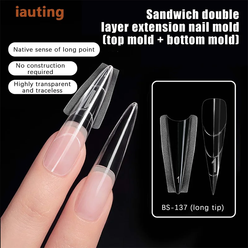 ساندويتش أشكال أظافر مزدوجة 240 قطعة 15 حجم ملحقات-أشكال مزدوجة نعش اللوز أشكال أظافر قالب علوي قالب سفلي