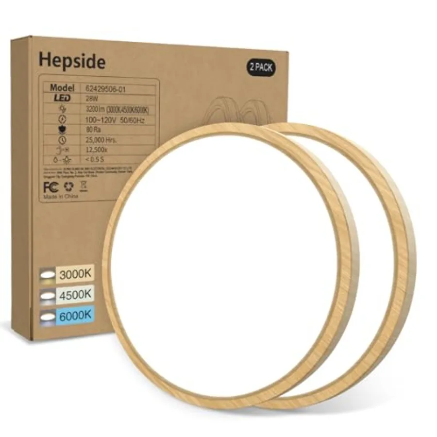 

Набор из 2-х светодиодных потолочных светильников с плоским креплением, 12 дюймов, 28 Вт, с регулировкой яркости и возможностью выбора 3 цветов (3000K-4500K-6000K), модель 320