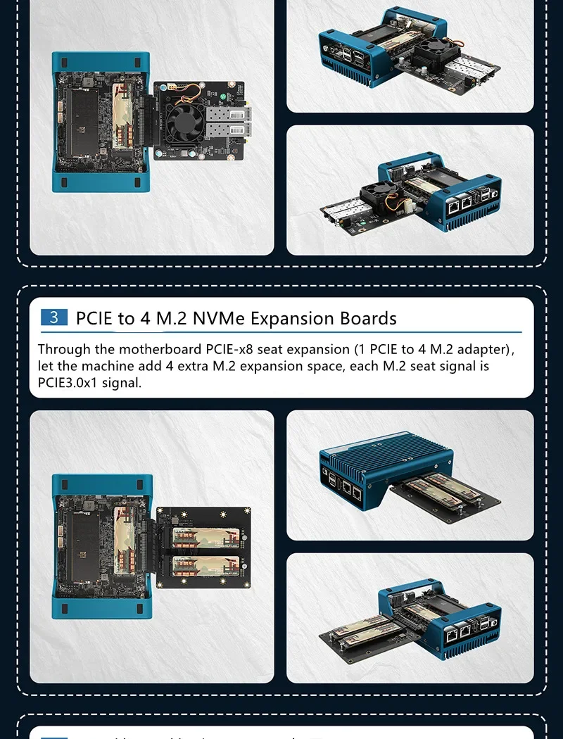 Magic Soft Router Intel N100/N200/I3-N305 Small Host Pcie X8 Slot 4NVME DIY Players' New Favorite 3D Printing Desktop Mini PC