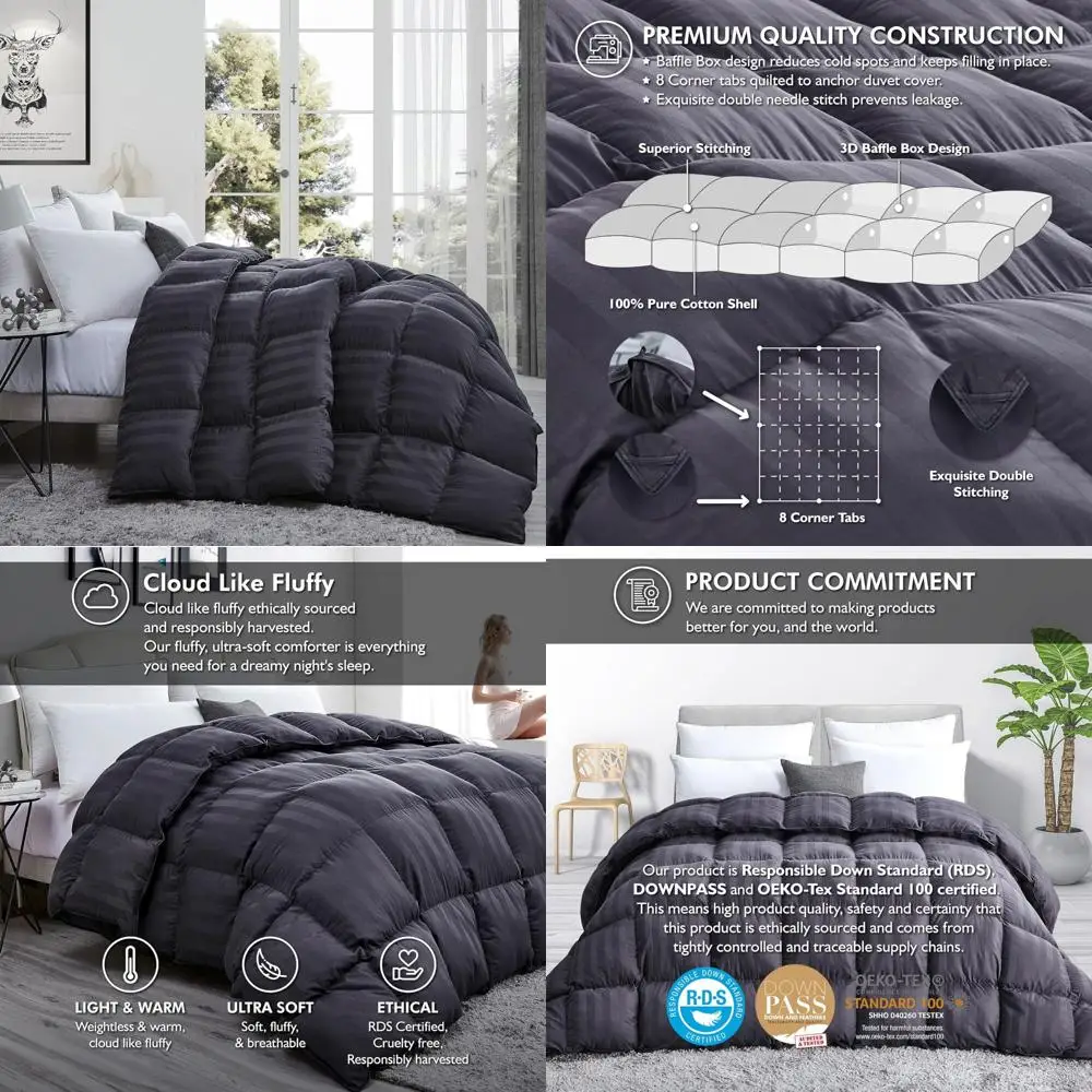 

Элегантная пододеяльник из египетского хлопка Cal King из гусиного пуха, 108x98 дюймов, роскошная наполнитель из волокна для одеяла