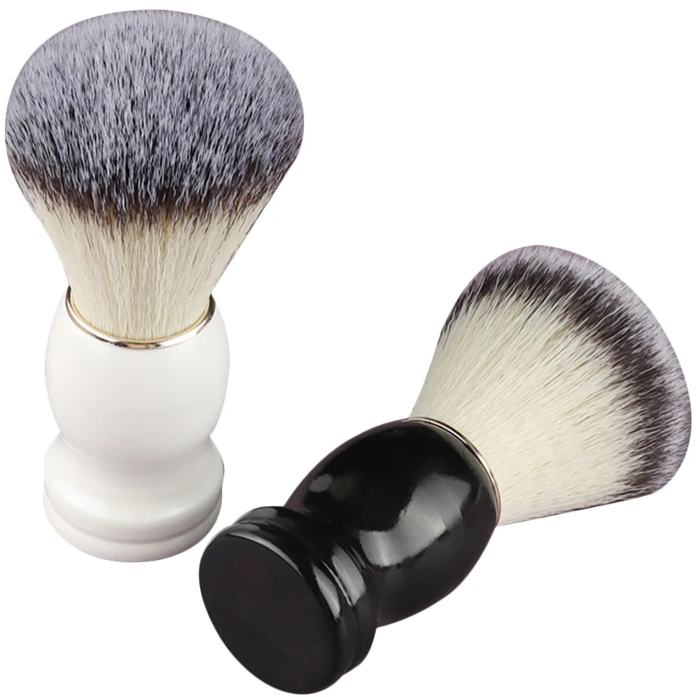 

2 Pcs Manual Shaving Brush Shave Hair Salon Brushes for Men Beard Fiber Wool Male Man's Supplies