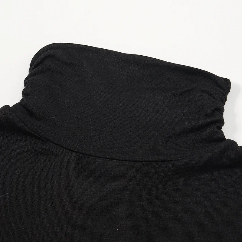 Colletto falso morbido in modale nero a collo alto per donna Colletto staccabile in jersey elastico tinta unita