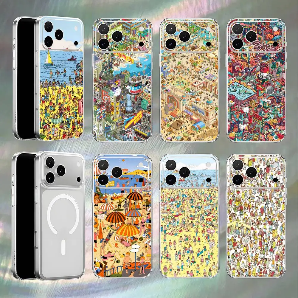

Game Wheres W-WallyS Waldo Book For iPhone 17,16,15,14,13,Pro,Max,Plus Magnetic Wireless Charging Transparent White Phone Case
