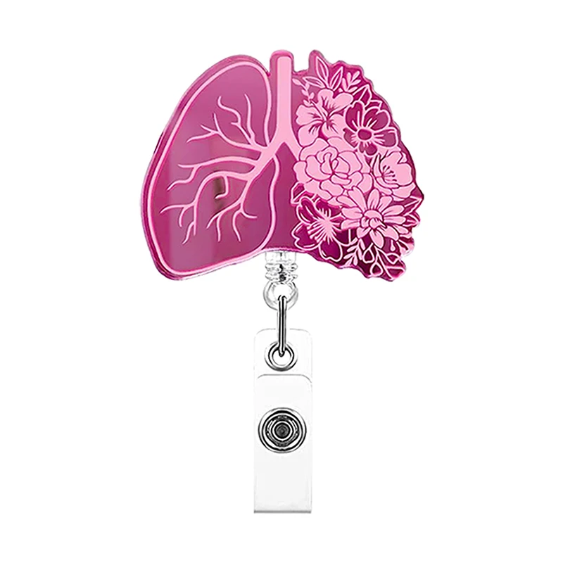 Anatomical Pink Ribbon Cancer Mirror Acrylic Skeleton Organs Doctor and Nurse Retractable Counsel Badge Reel enfermera en apuros