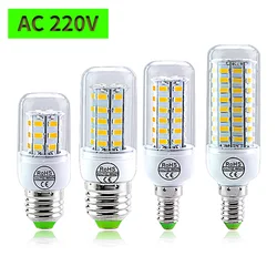 AC 220V E27 LED Lamp E14 LED SMD 5730 Corn Bulb 24 36 56 72LEDs Lamparas Chandelie for Home Ampoule LED Replacement Spotlight