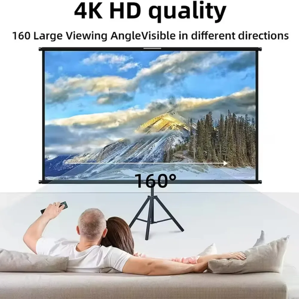 شاشة عرض فيلم مع حامل أبيض مضاد للضوء Alr 120 بوصة شاشة عرض ثلاثية القوائم للفناء الخلفي للمسرح الخارجي #3