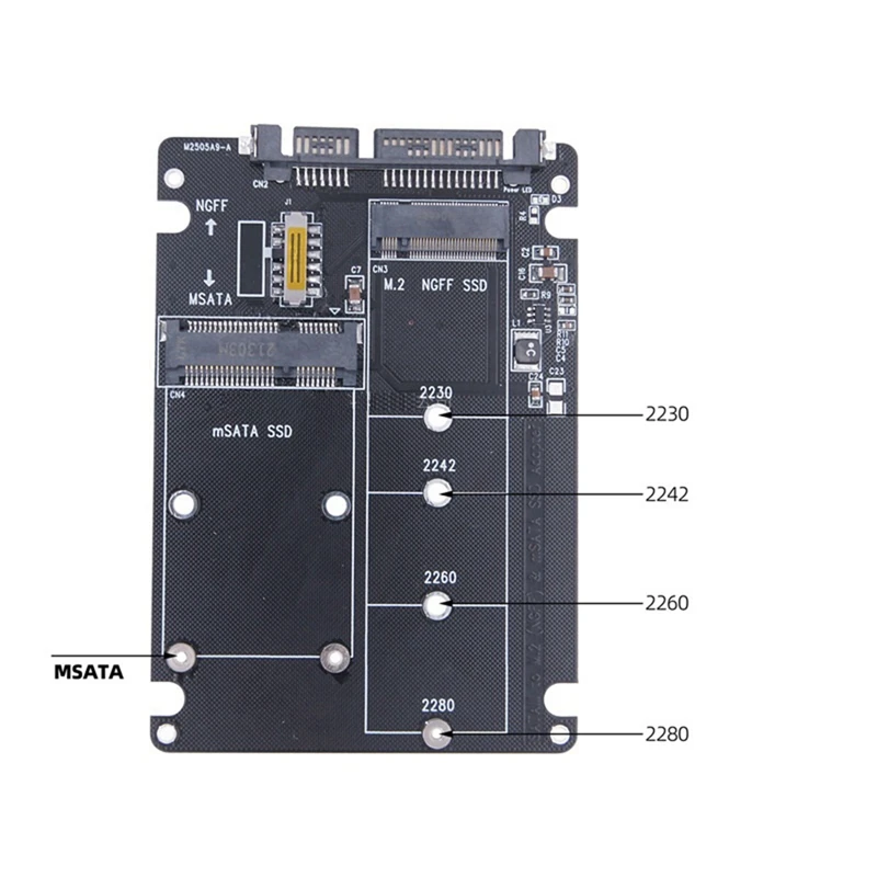 Dupla utilização Ngff Msata para Serial Adapter Card com Switch, M.2 SSD de estado sólido, Sata3, 2 em 1