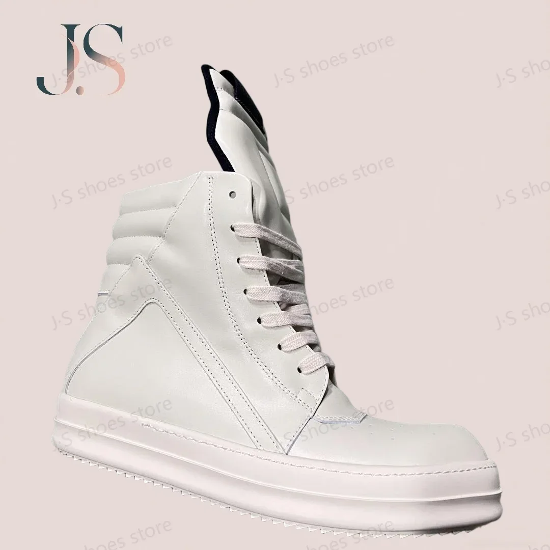 Ro كلاسيكي الأبيض الأحذية الجلدية جلد البقر أحذية رياضية عالية أعلى حذاء الرجال حذاء رياضة سستة النساء حذاء كاجوال الدانتيل يصل الفاخرة حذاء بوت بطول الكاحل #1