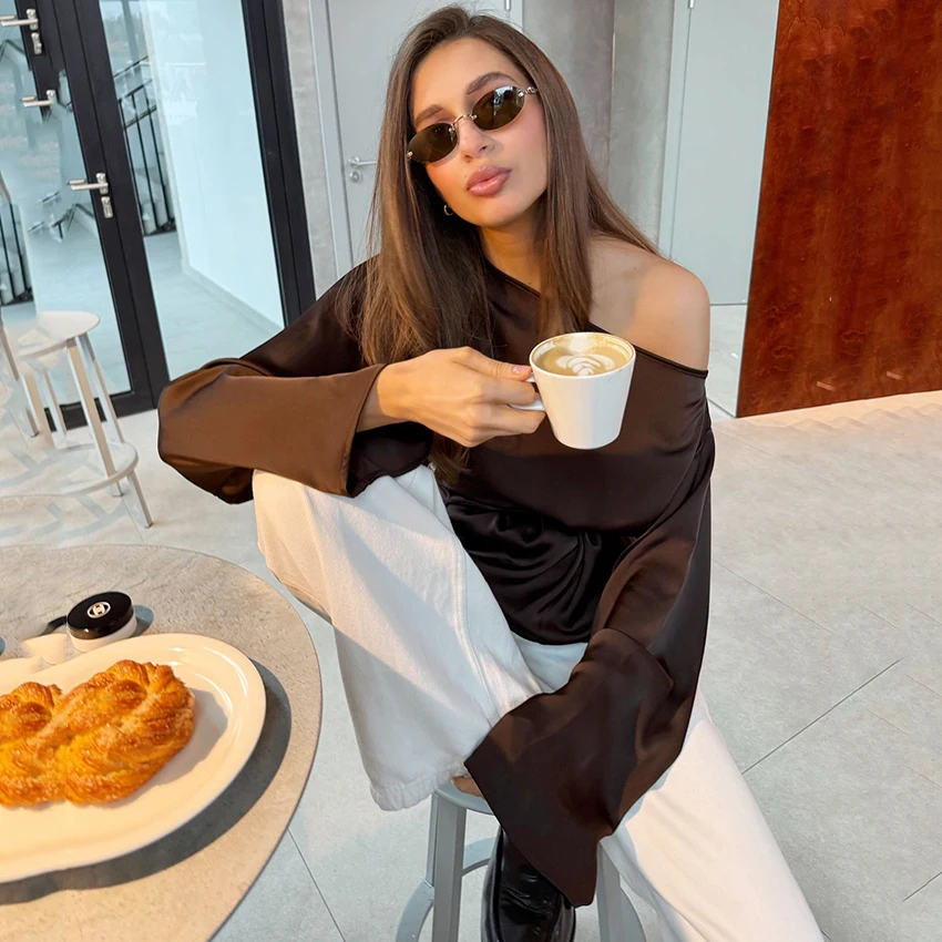 بلوزة ليناد أنيقة بنية من السا - مراجعة Silk Blouse وسعره