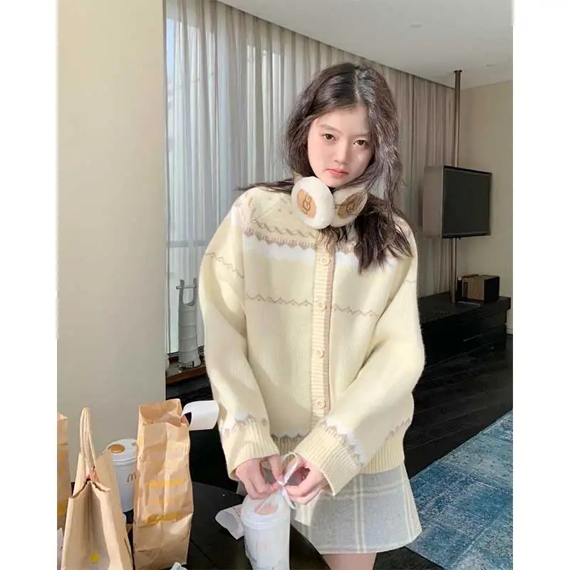 

Женская одежда, осенне-зимний модный простой пуговице с цветными блоками, вязаный женский универсальный кардиган с круглым вырезом, свитер, пальто