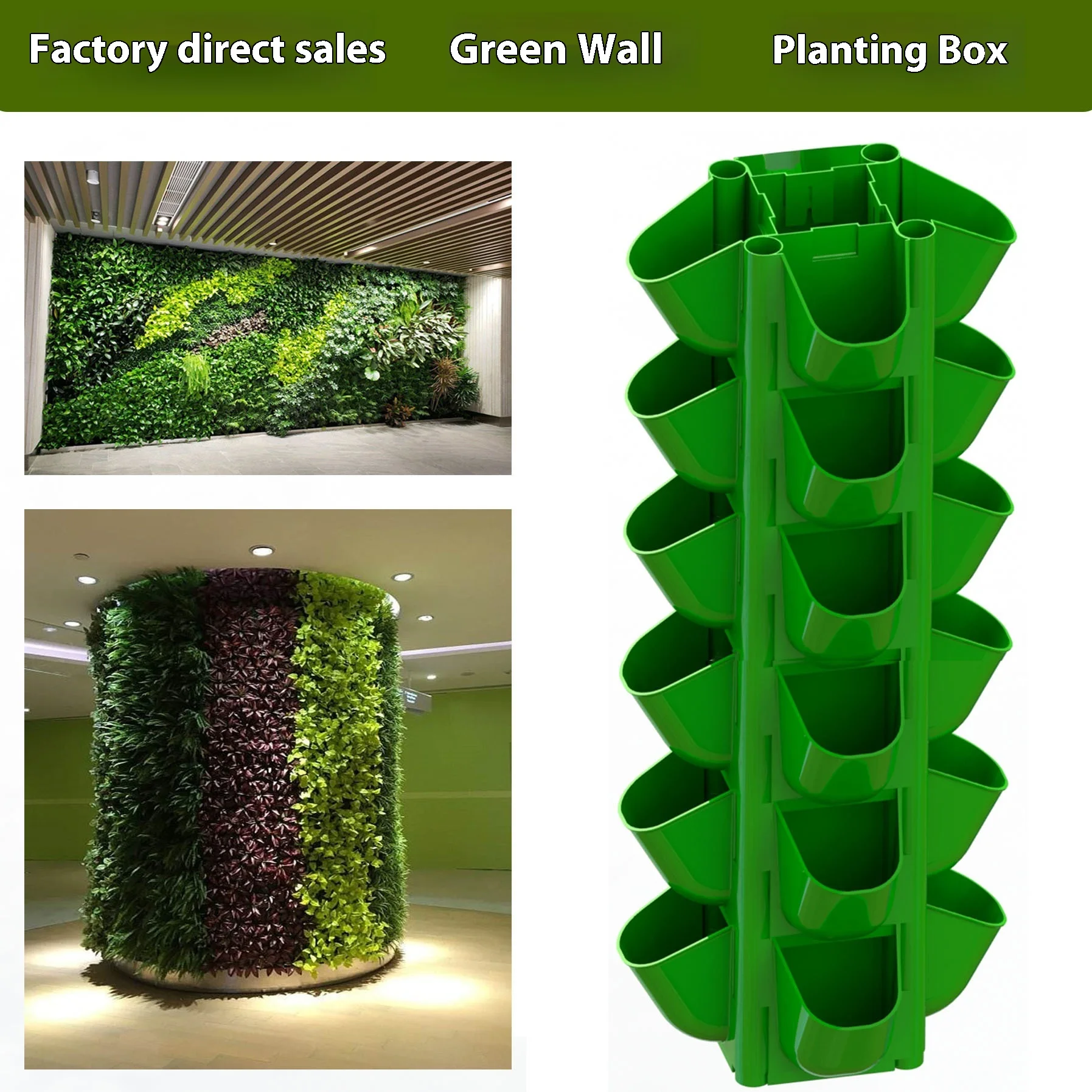

Outdoor Vertical Garden Green Planting Plastic Box 3D Outdoor Planter for Potted Plants Bonsai Greenery Wall Landscape Design