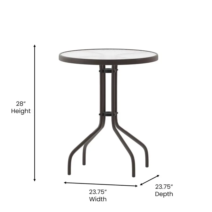 

Bellamy 23.75 Round Tempered Glass Metal Table, Bronze