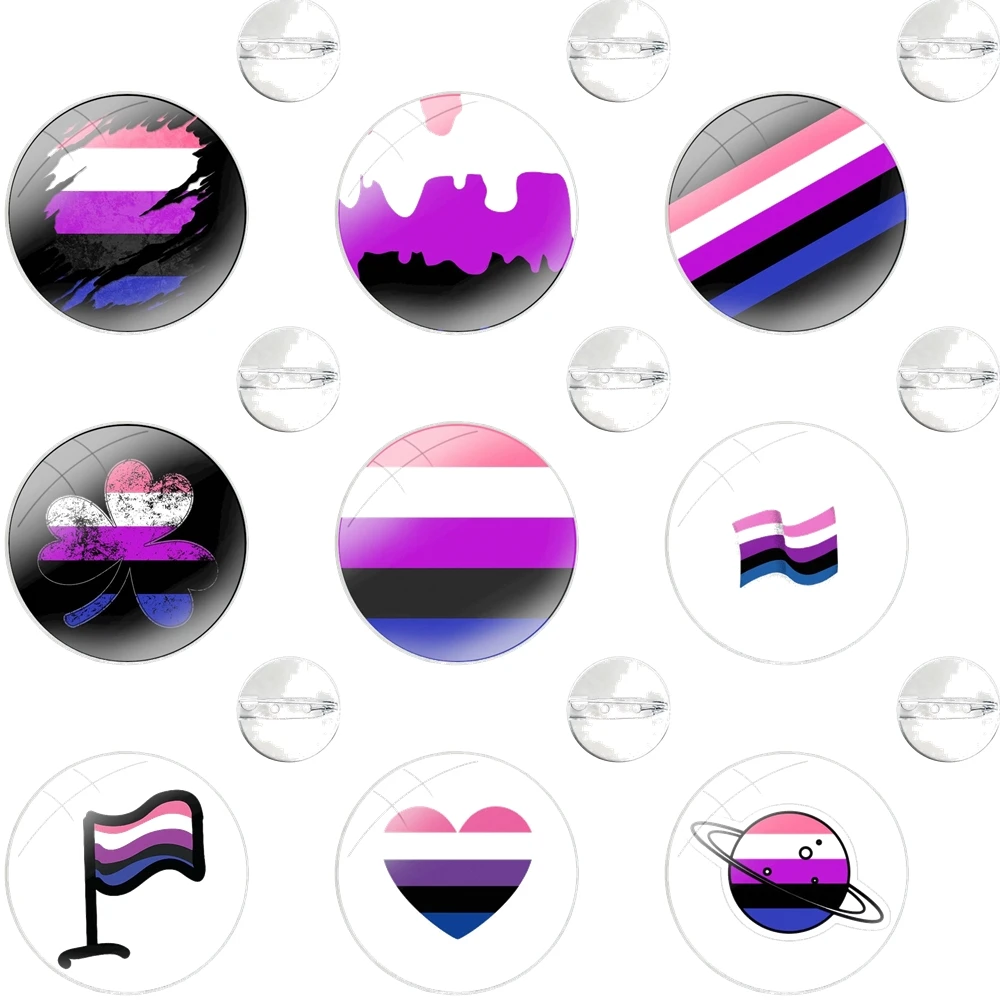 Pins Badge Metal Brooches For Clothes Backpack Decoration gift Genderfluid Flag