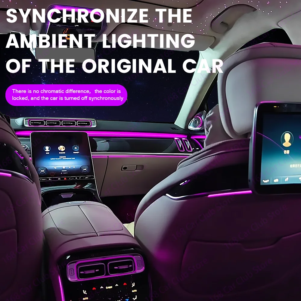64 لون لوحة مضيئة تنفيس الضوء المحيط لبنز S-Class W223 2021 + فتحة التهوية الأمامية للسيارة والفتحة الخلفية Lndoor أضواء الزخرفية #3