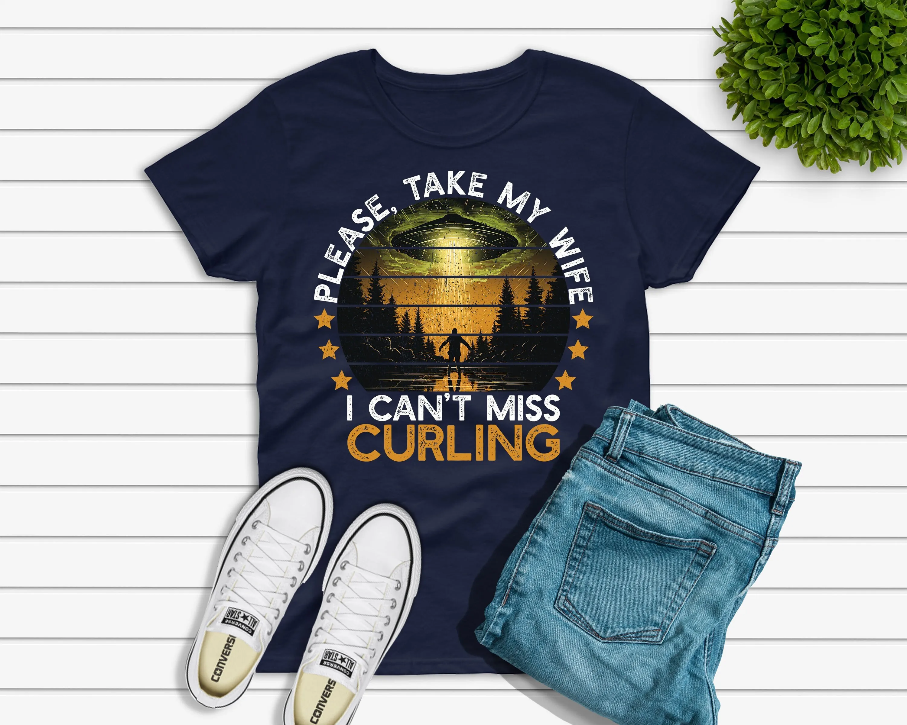 Funny Curling T Shirt For Men Curler Husband Team Dad Fan Grandpa