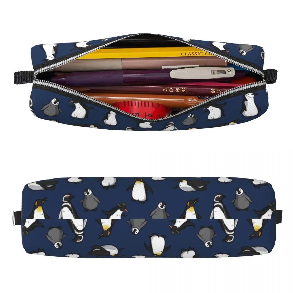 Estuches para lápices con diseño de dibujos animados de pingüino, caja para bolígrafos con animales divertidos, suministros escolares de gran capacidad para estudiantes, estuche para lápices de regalo