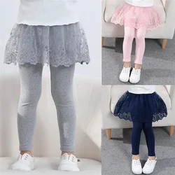 2-7 Years Cotton Baby Girls Leggings Lace Princess Skirt-pants Spring Autumn Children Slim Skirt Trousers Kids Clothes