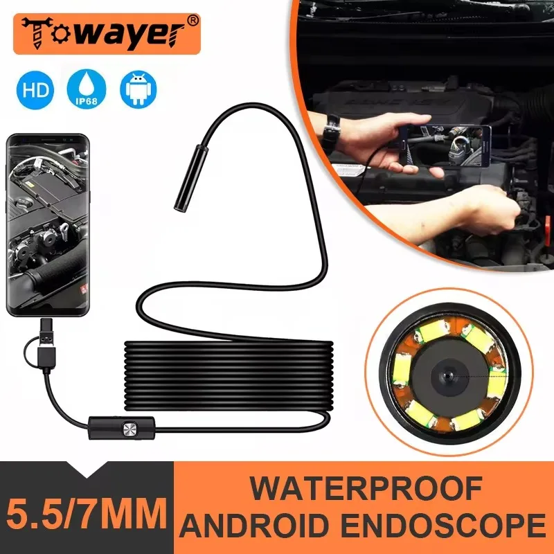 5.5MM 7MM  Android Endoscope Mini USB Endoscope Camera Waterproof LED Car Inspection Borescope Camera for Android PC Notebook