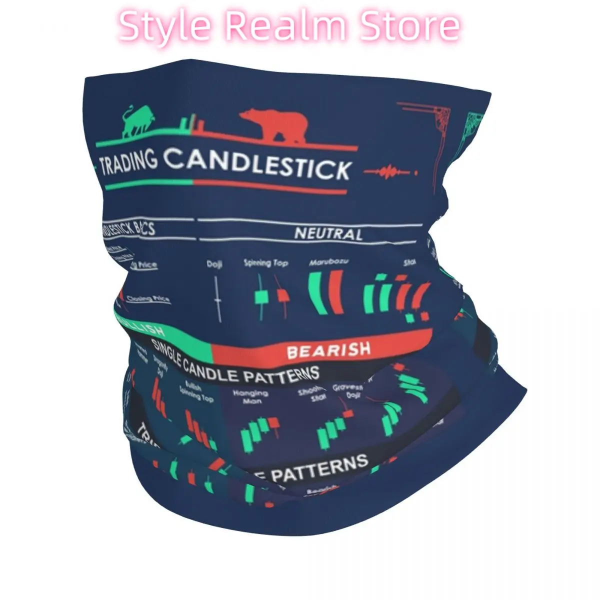 

Custom Stock Market Candlestick Pattern Bandana Neck Gaiter Ski Camping Women Men Wrap Scarf Charts Wall Street Balaclava Warmer