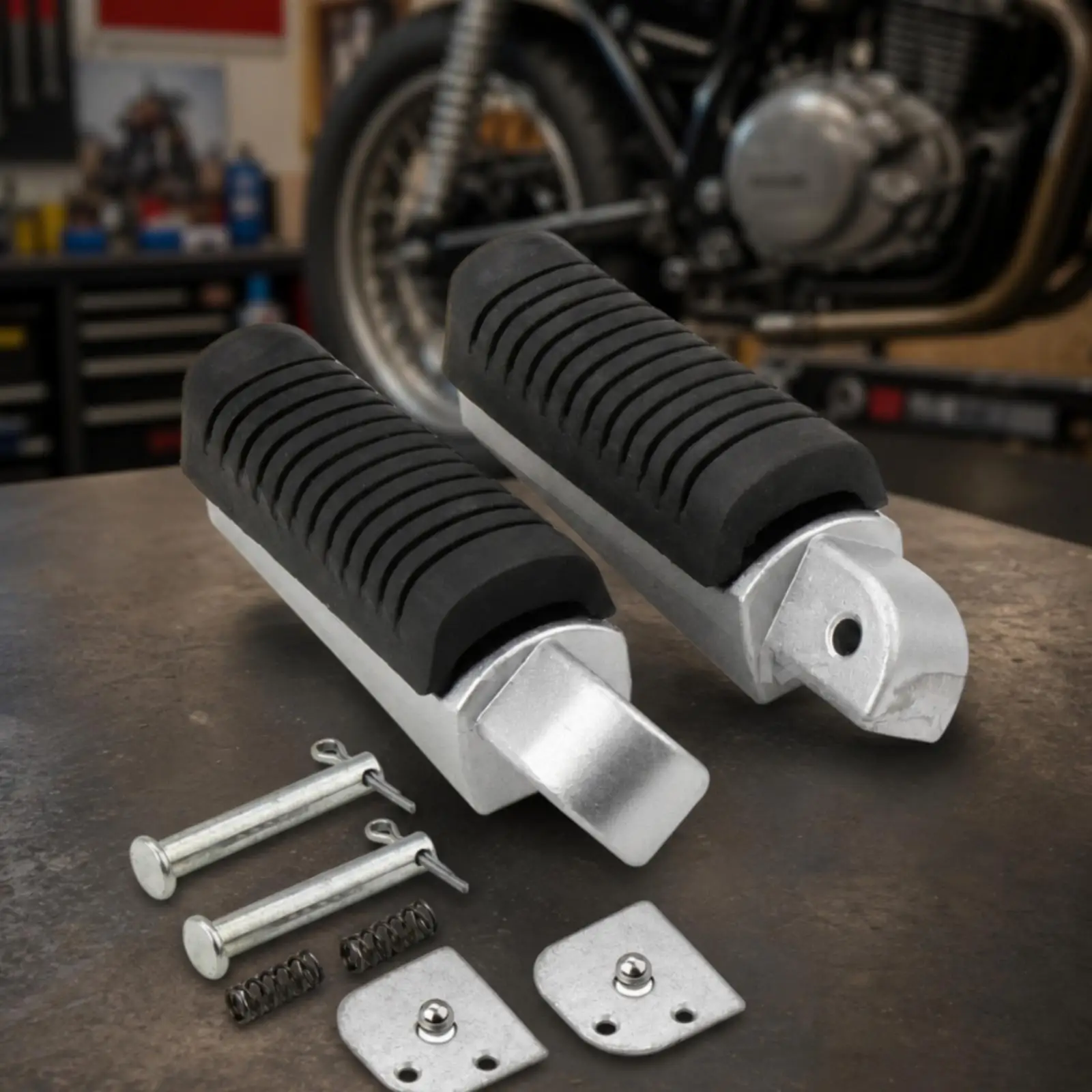 Side Motorcycle Foot Pegs Replacement Aluminum Rubber Hinged Fold Away Design for Reliable Rear Passenger Support