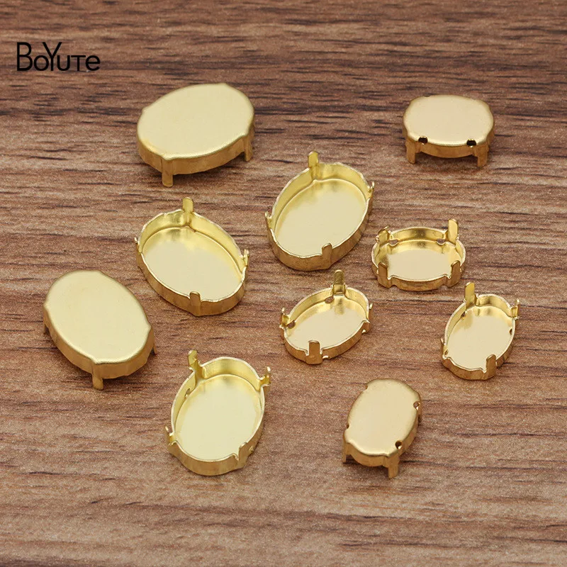 BoYuTe (100 Pieces/Lot) Oval 10*14MM 13*18MM Cabochon Base Tray Metal Stamping Blanks Bezel Diy Jewelry Findings Components