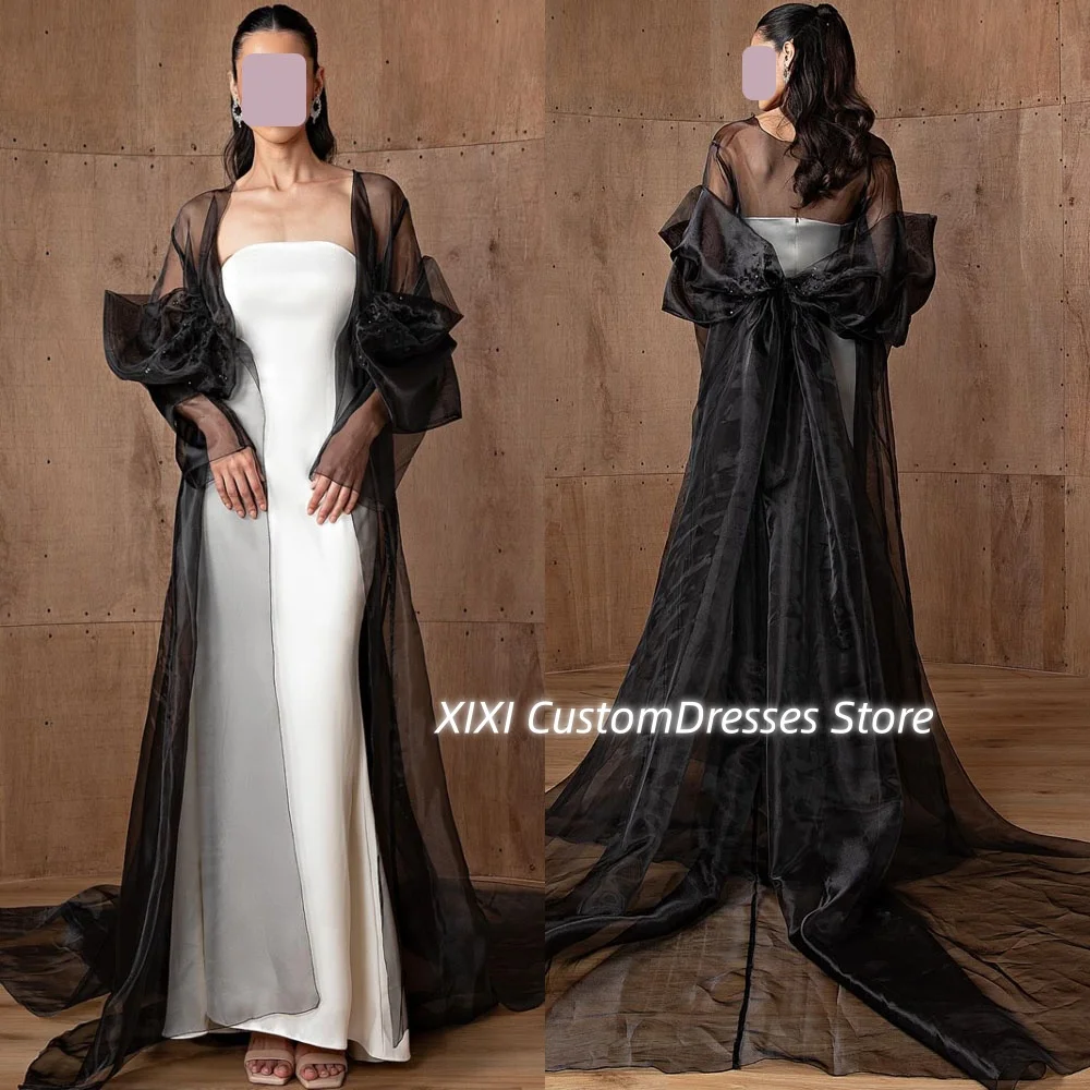 

Customize فساتين سهرات Column Strapless Floor-Length Dresses For Prom Ruffle Cap Straps Zipper Up Dresses For Special Events