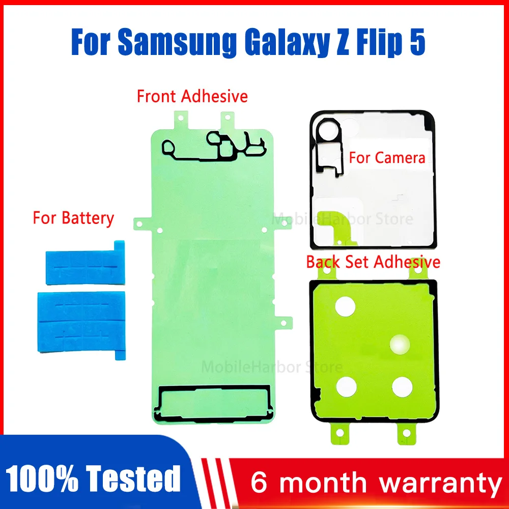 For Samsung Galaxy Z Flip 5 Flip5 F731 Full Sets Sticker Front Screen LCD + Battery Back Cover Waterproof Adhesive Glue Tape