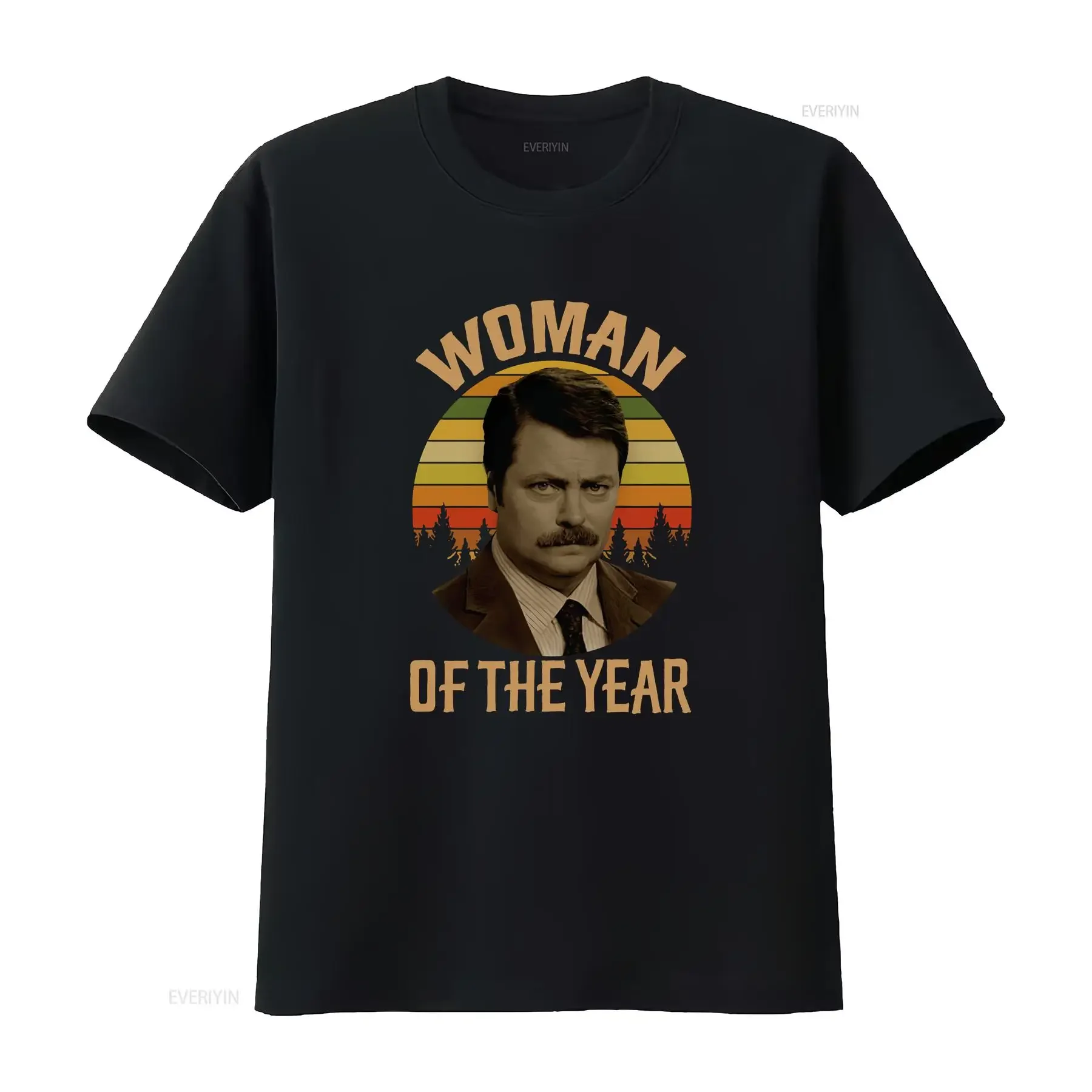 New Limited art Woman of The Year Vintage Retro Ron Swanson Parks T Shirt vintage Washed Slightly Unisex designer clothes