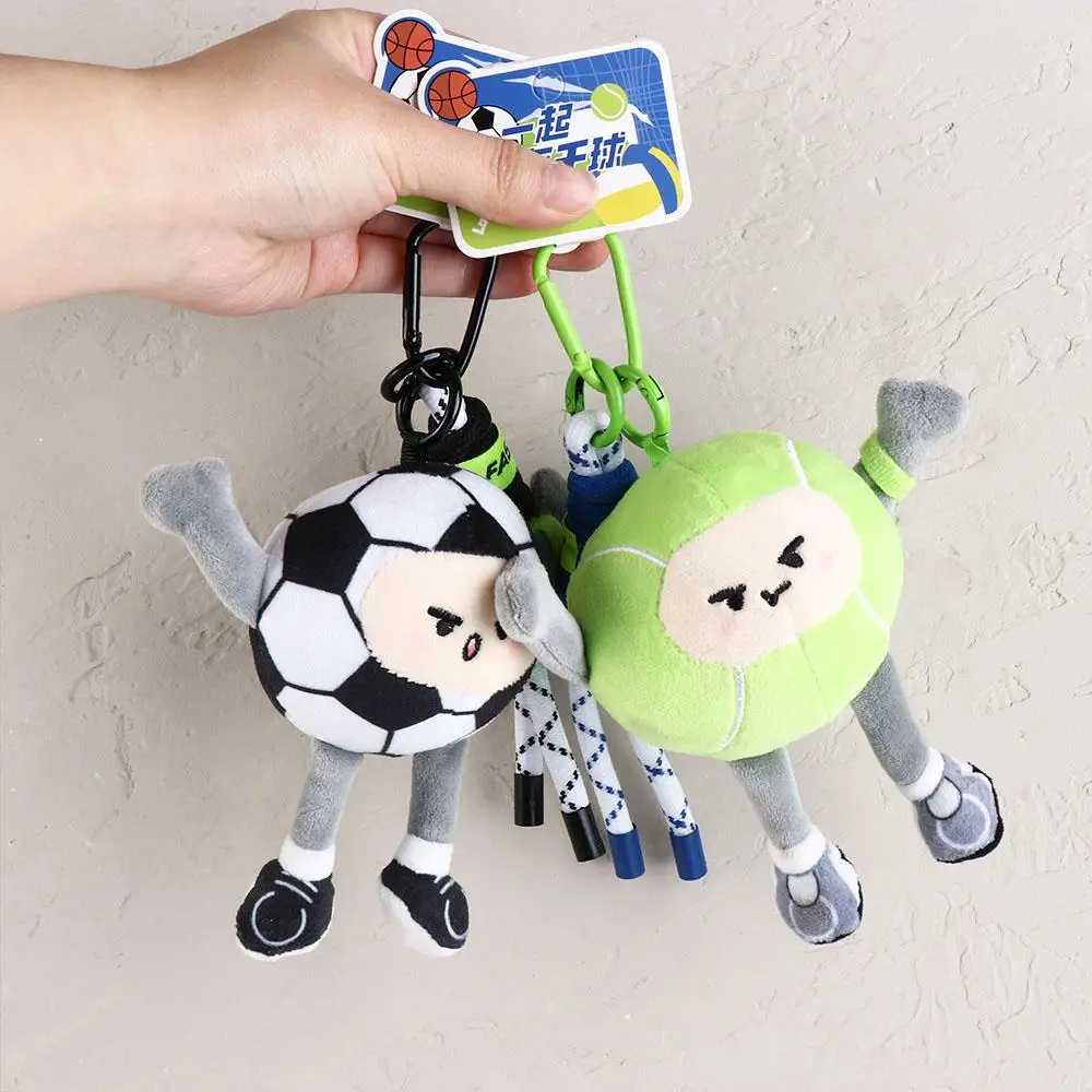 Football Volleyball Basketball Plush Toy Keychain Plush Stuffed Volleyball Plush Pendant Soft Ins Football Plush Key Ring