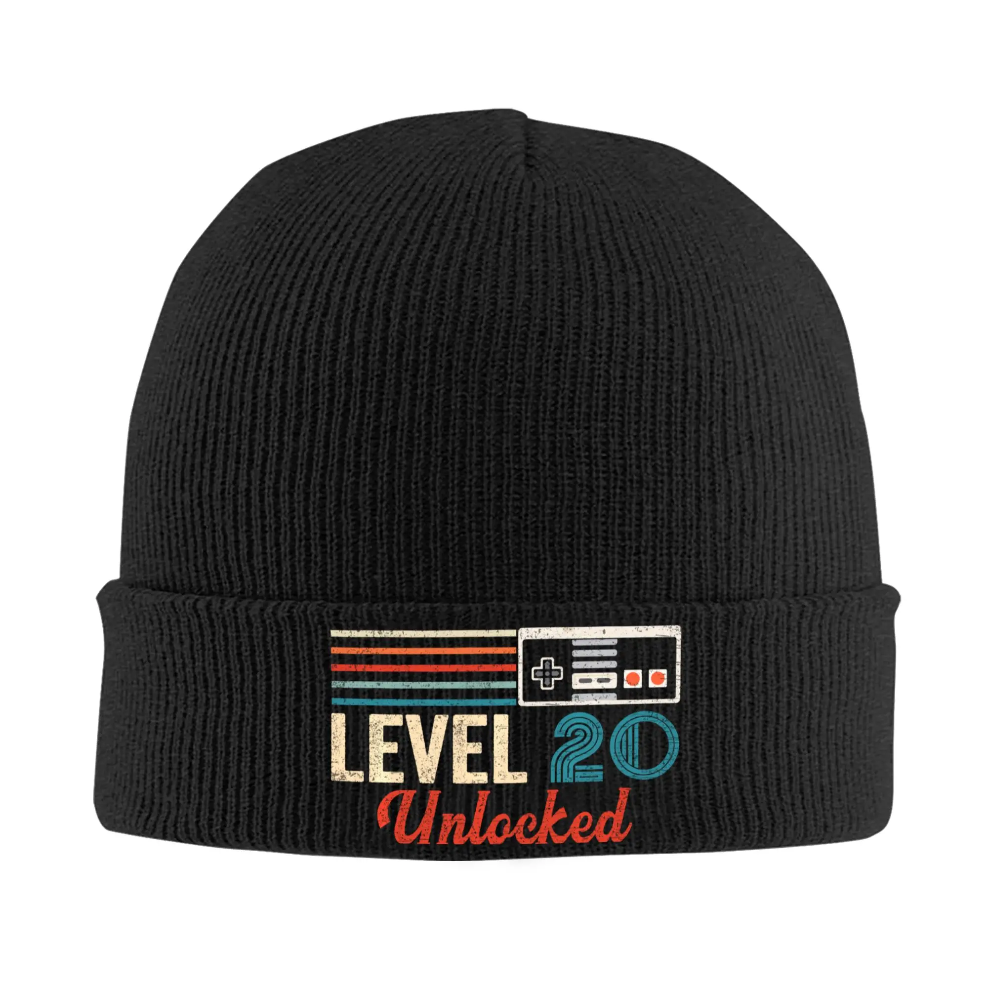Unlocked Level 20 Birthday Knitted Hat Women Men Skullies Beanies Winter Casual Hat Acrylic Video Game Controller Casual Cap