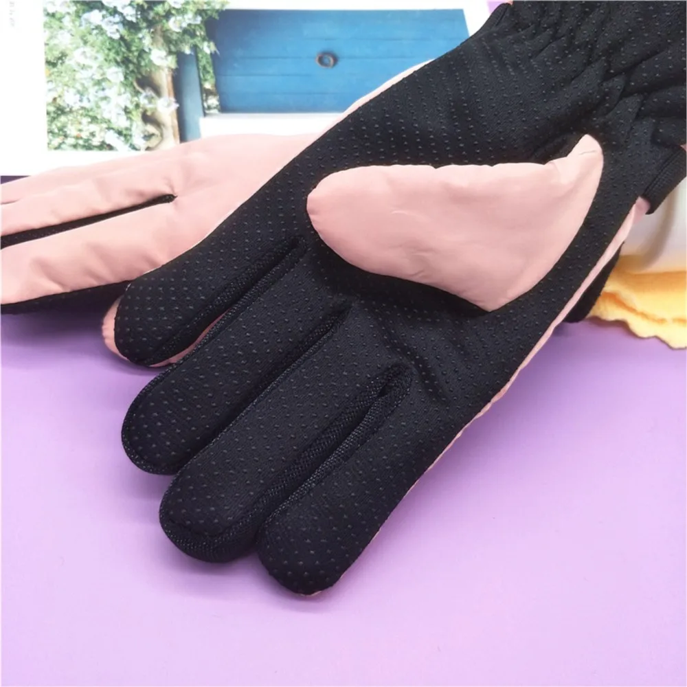 Gants de cyclisme épais pour enfants, accessoires de ski, chauds, moyens, mignons, propres, noirs, roses, hiver