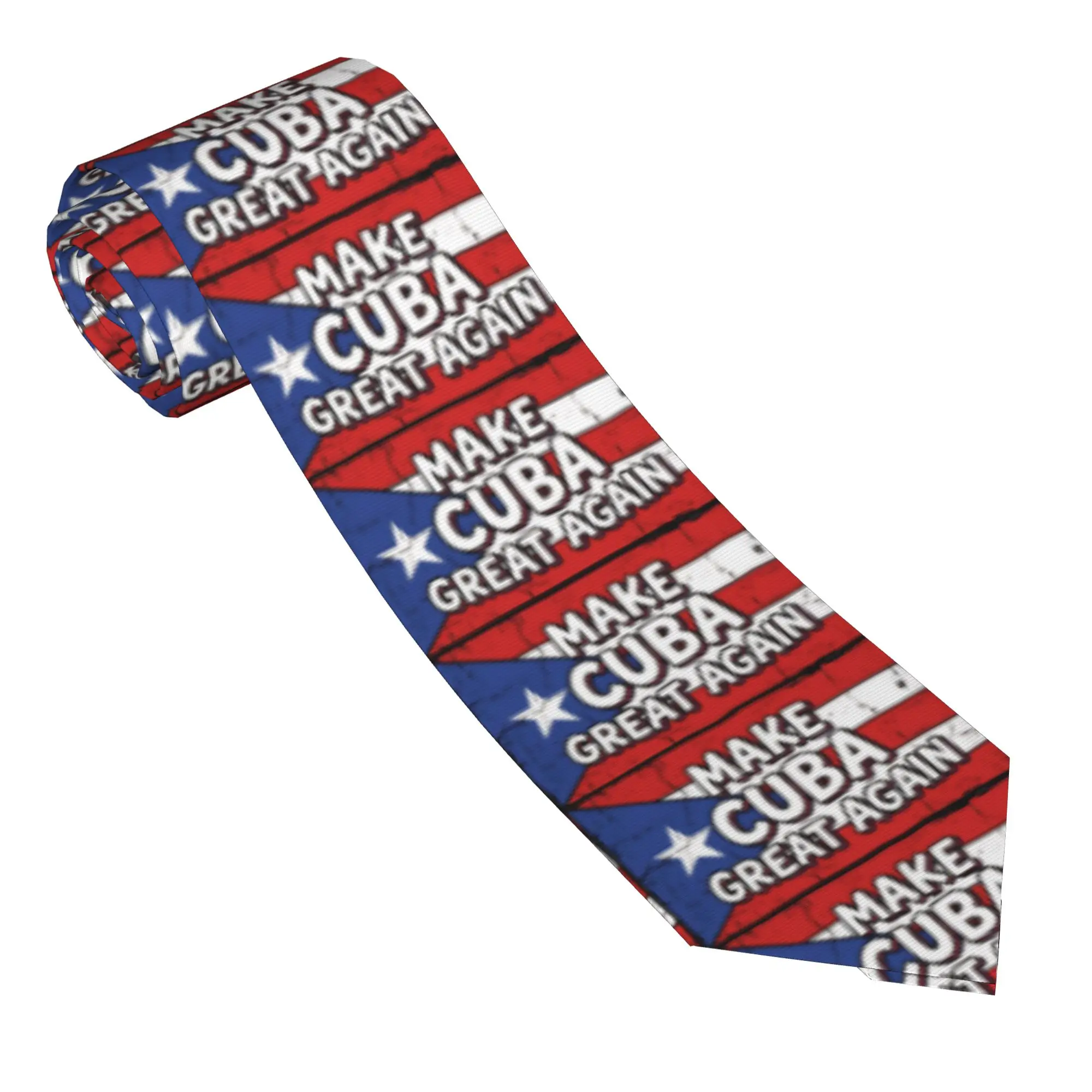 Make Cuba Great Again Cuban Flag Tie Business Neck Ties Funny Neck Tie For Men Custom DIY Collar Tie Necktie Birthday Present