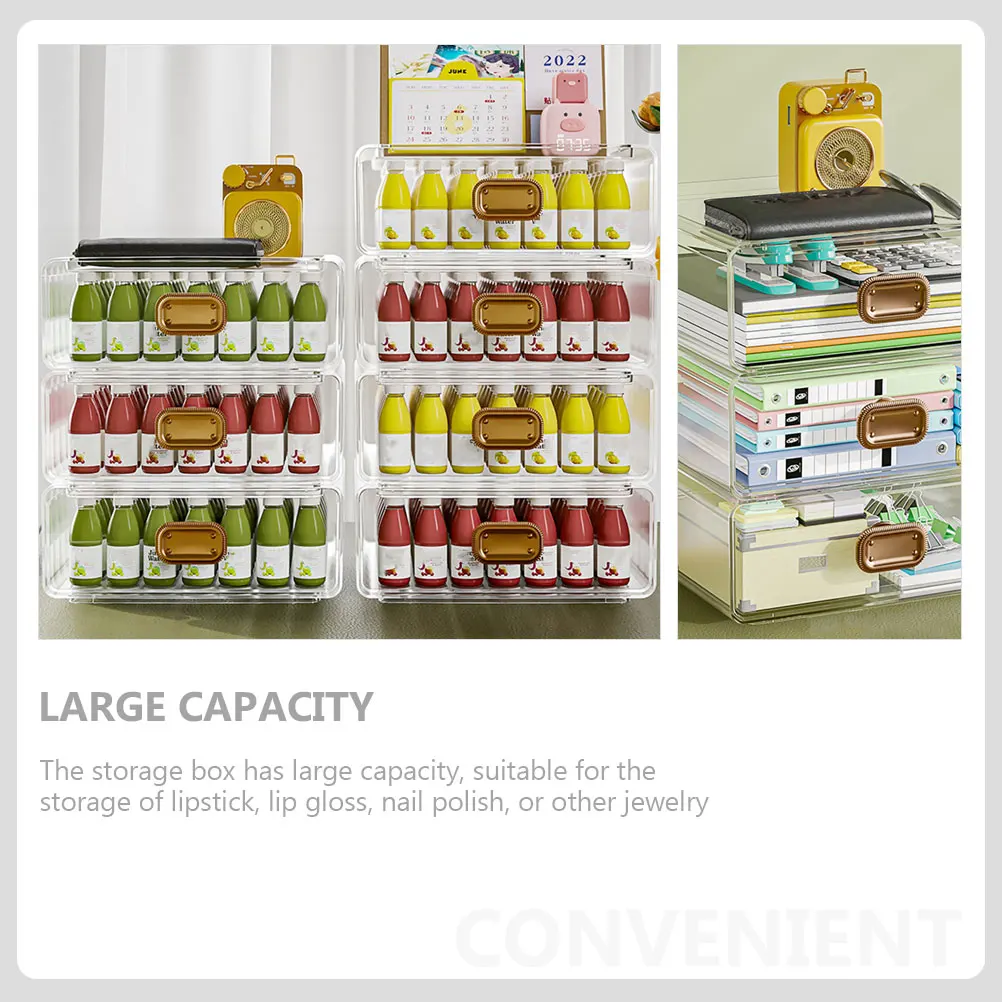 

Transparent Drawer Style Storage Box Desktop Organizer Large Capacity Makeup Jewelry Case Sundries Storage Container Dustproof