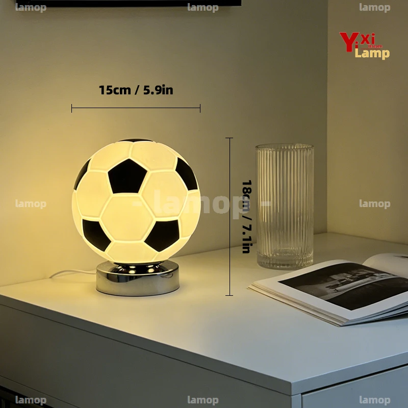 Murano Glass Sports Sphere Table Lamp Gentle Ambient Glow Modern Decor Light For Teenager Room Homestay Interior Decoration
