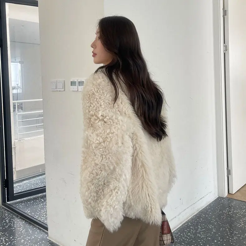 Winter New Loose Fit Small Versatile Imitation Lamb Fur Coat Women's Toka Slimming Temperament Top