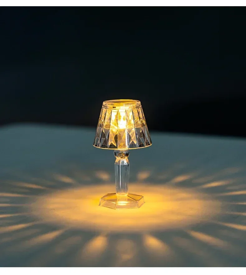 Mini Kristall Tischlampe Farbwechsel Batterie Nachttischlampe Nachtlicht für Tisch Abendessen Bar Schlafzimmer Party Weihnachten LED Nacht – Detail 6